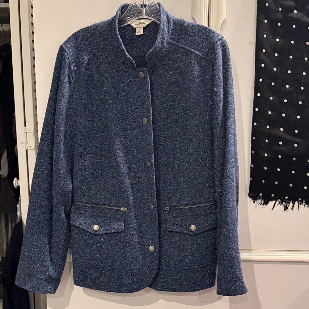 L.L. Bean Navy Blue Blazer with Button Details